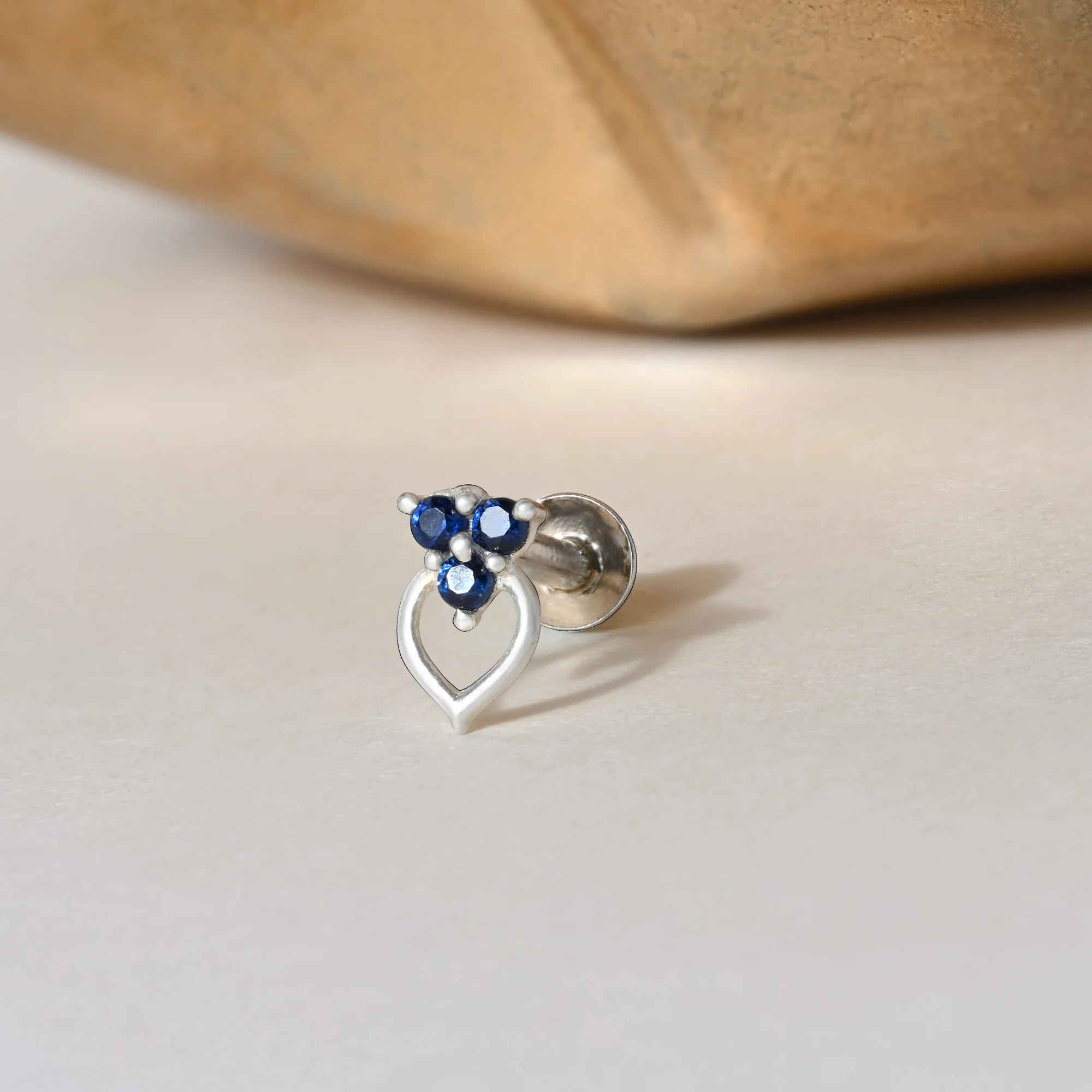Trio Glow Heart Silver Nose Pin - Image 17