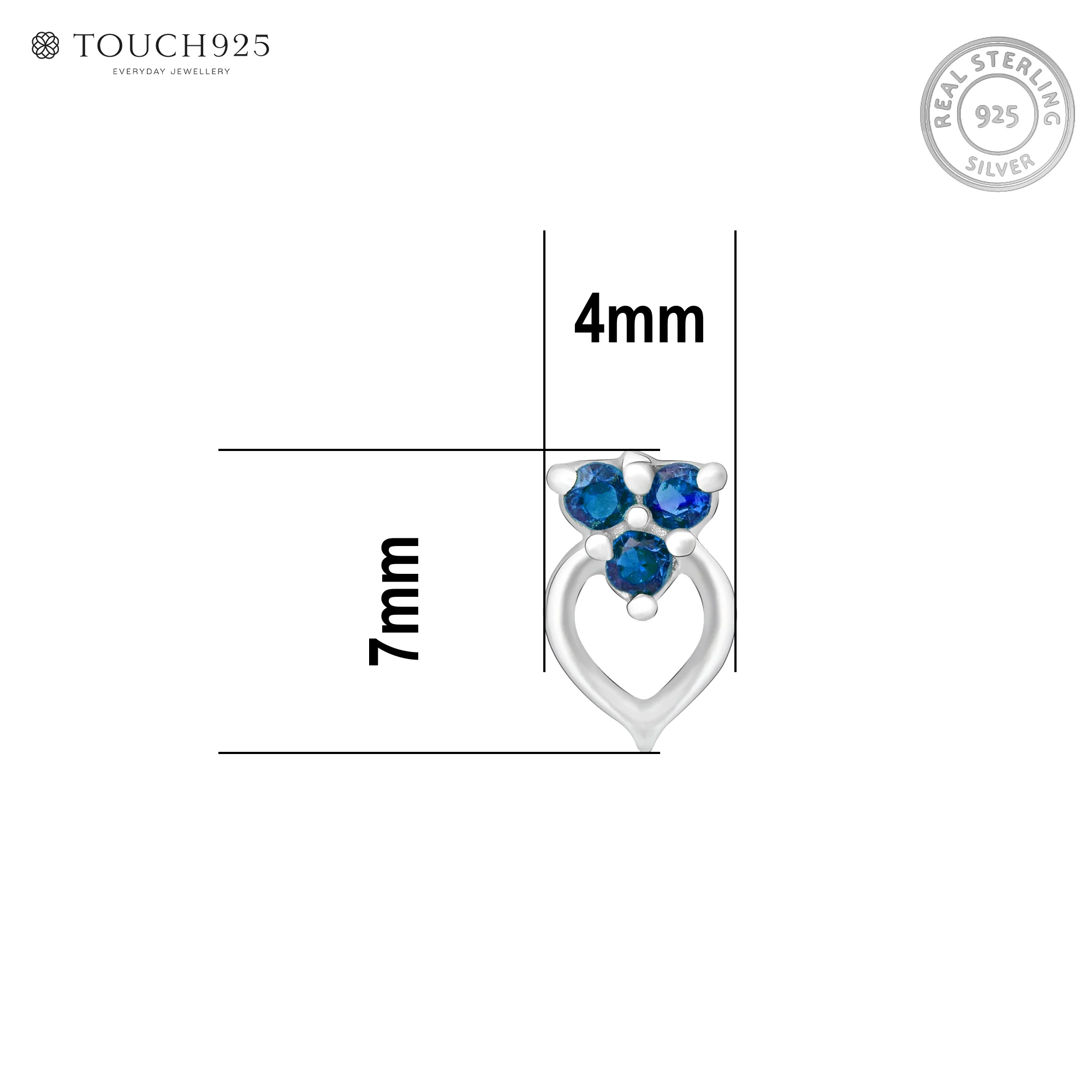 Trio Glow Heart Silver Nose Pin - Image 18