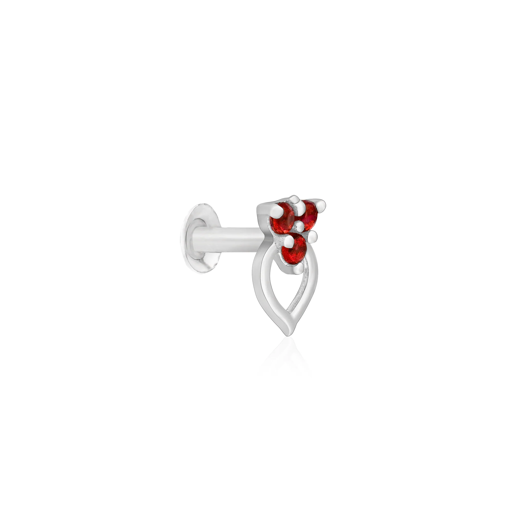 Trio Glow Heart Silver Nose Pin - Image 7