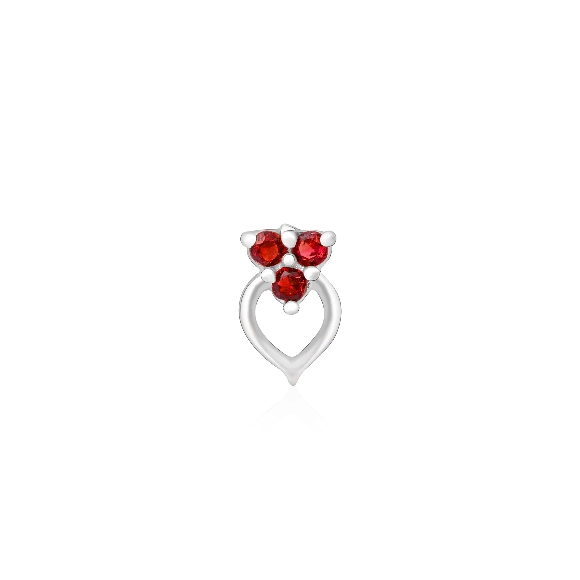 Trio Glow Heart Silver Nose Pin - Image 9