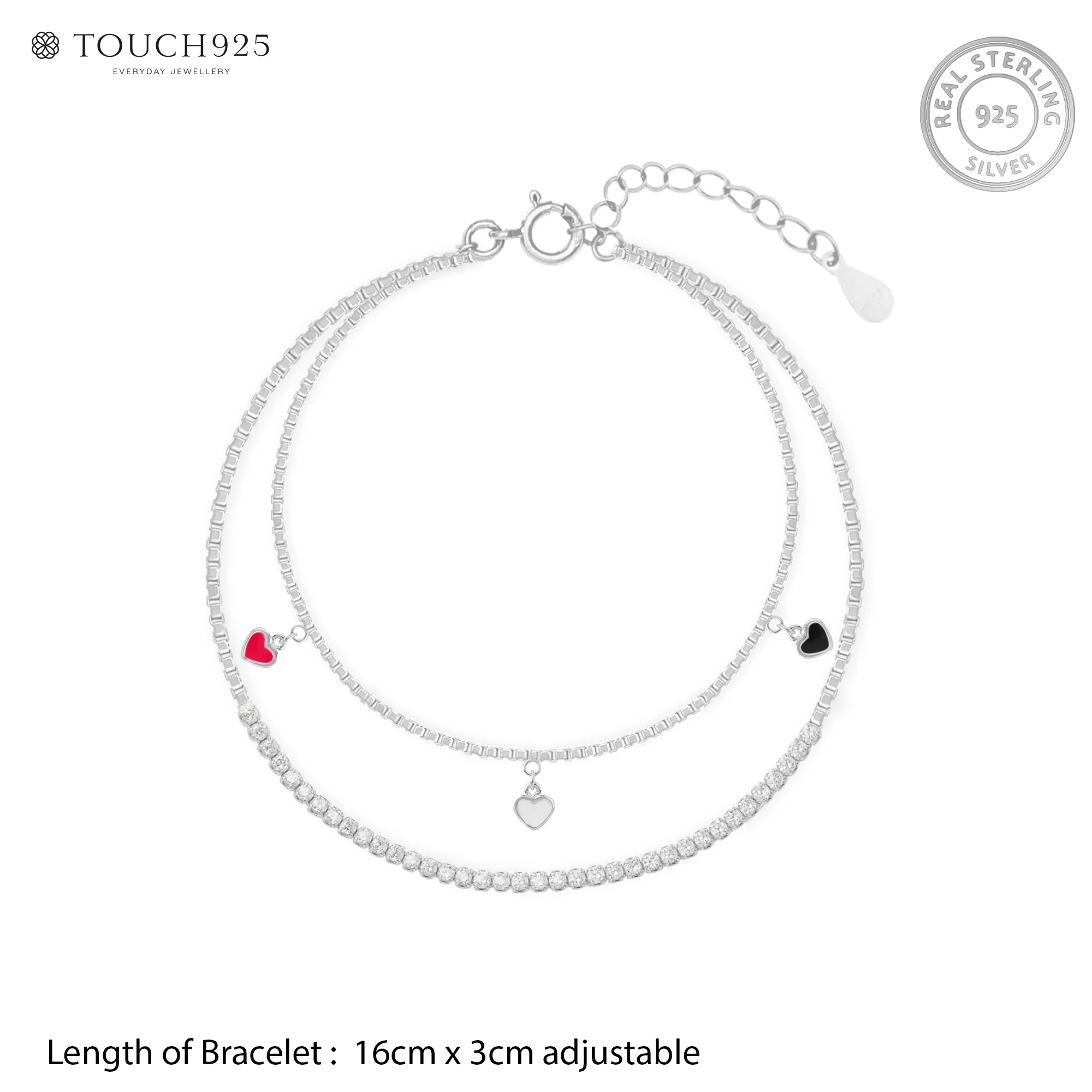 Trio Heart Silver Bracelet - Image 10
