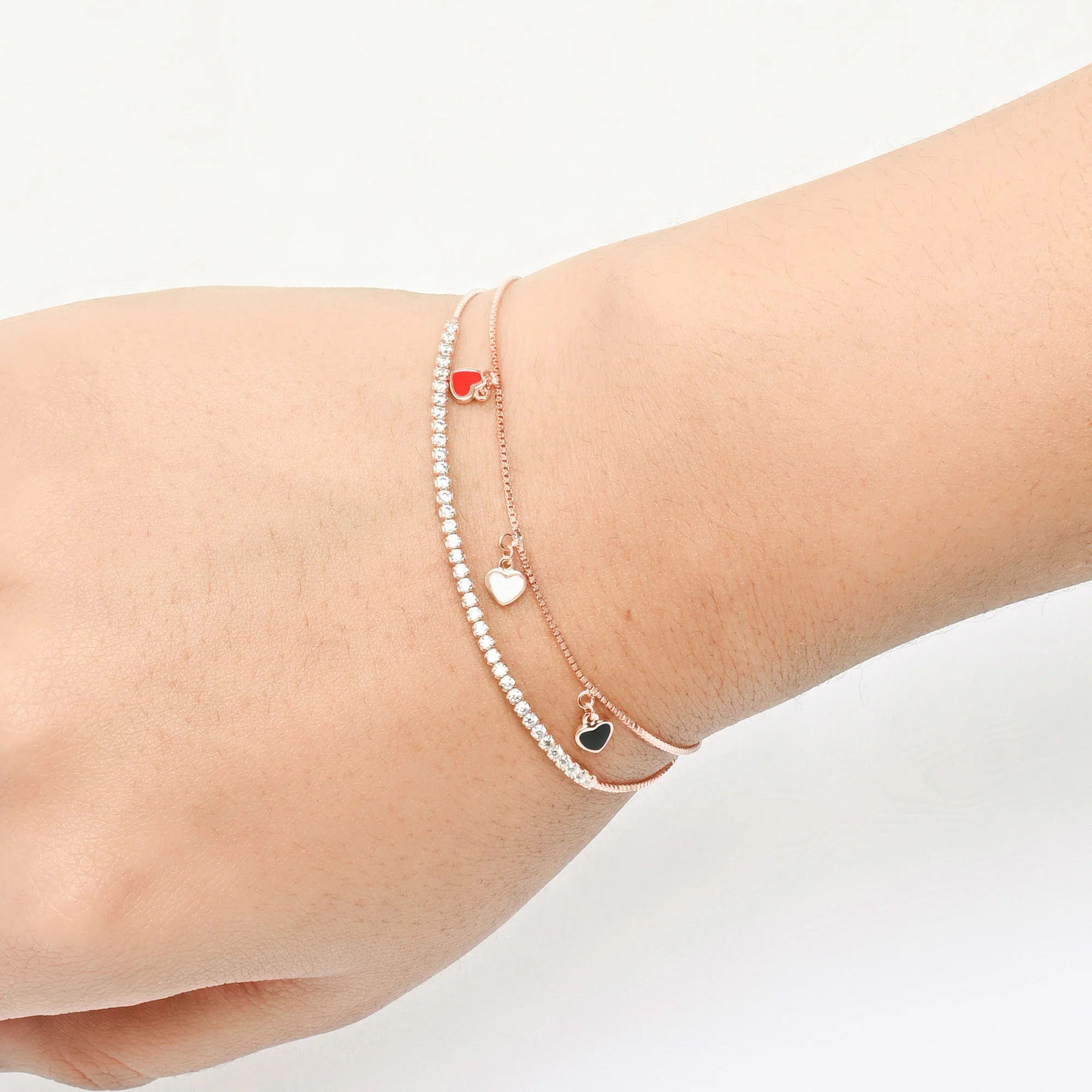 Trio Heart Silver Bracelet - Image 3