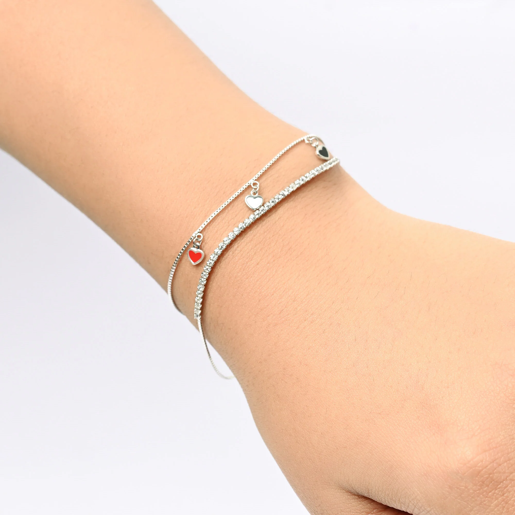 Trio Heart Silver Bracelet - Image 8