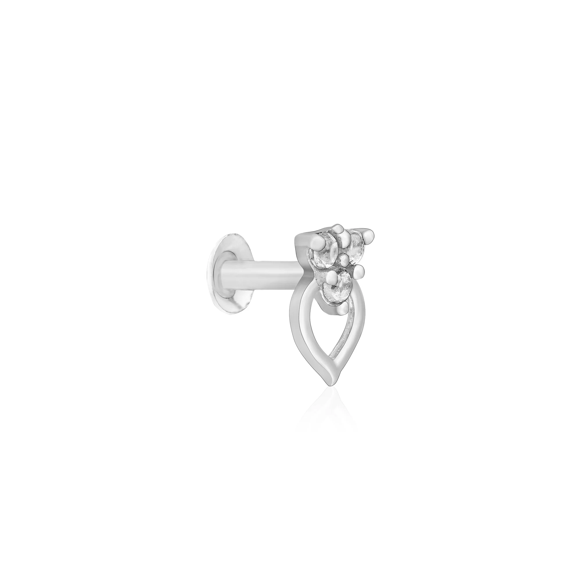 Trio Spark Heart-Drop Silver Nose Pin - Image 7