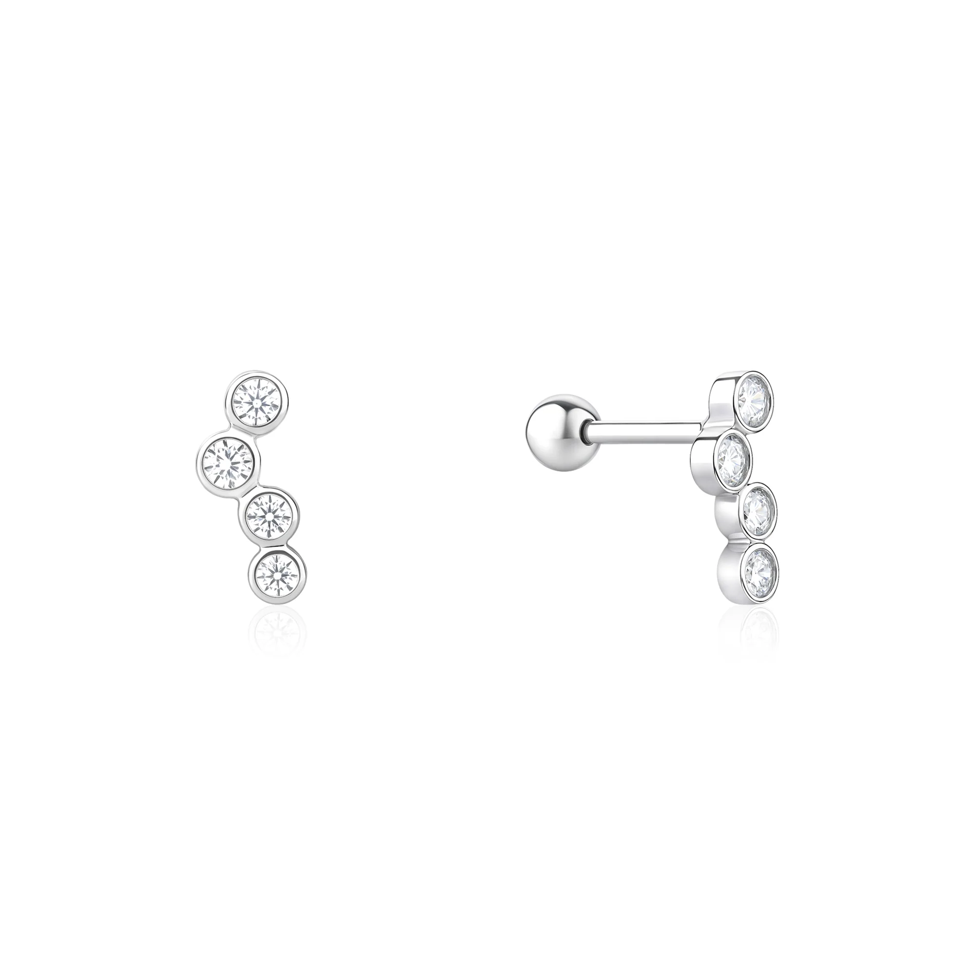 Triple Bezel Set Stud Earrings - Image 2