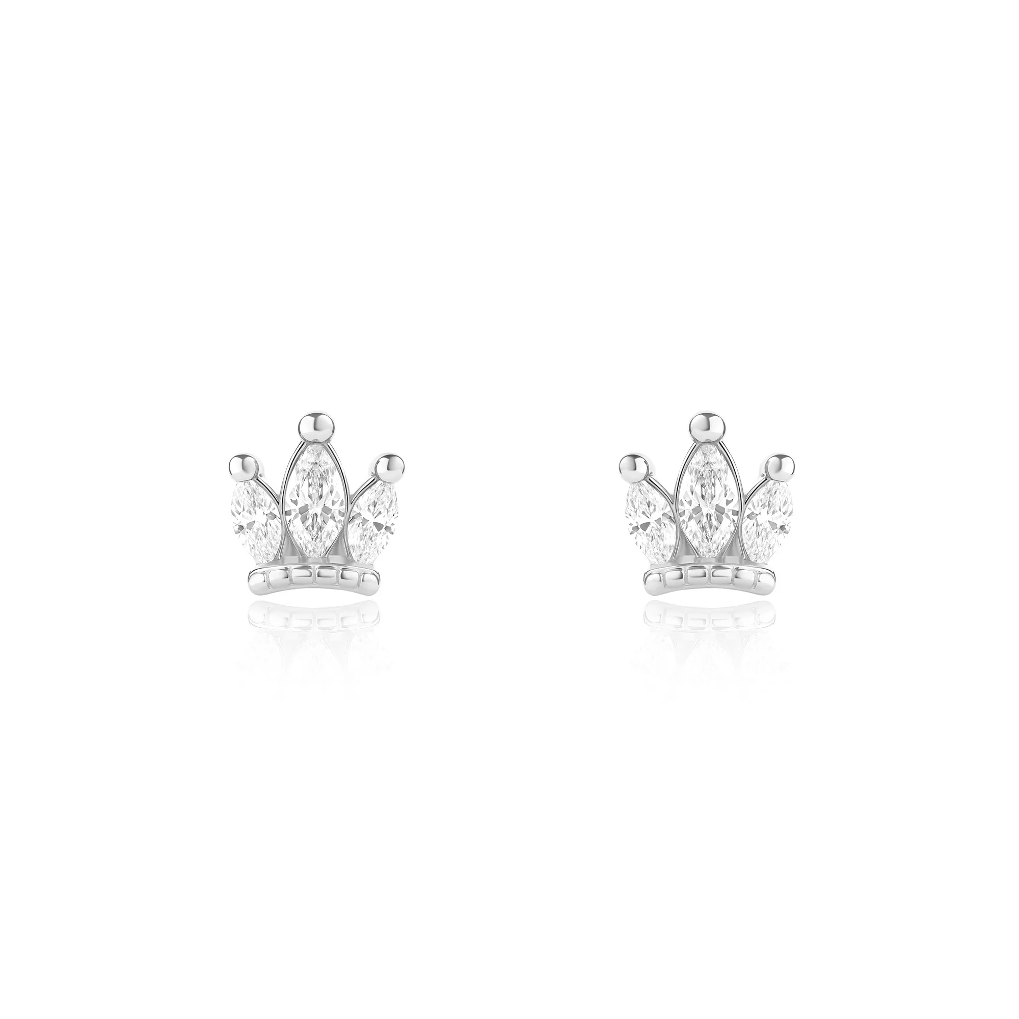 Triple Marquise Crown Stud Earrings - Image 10