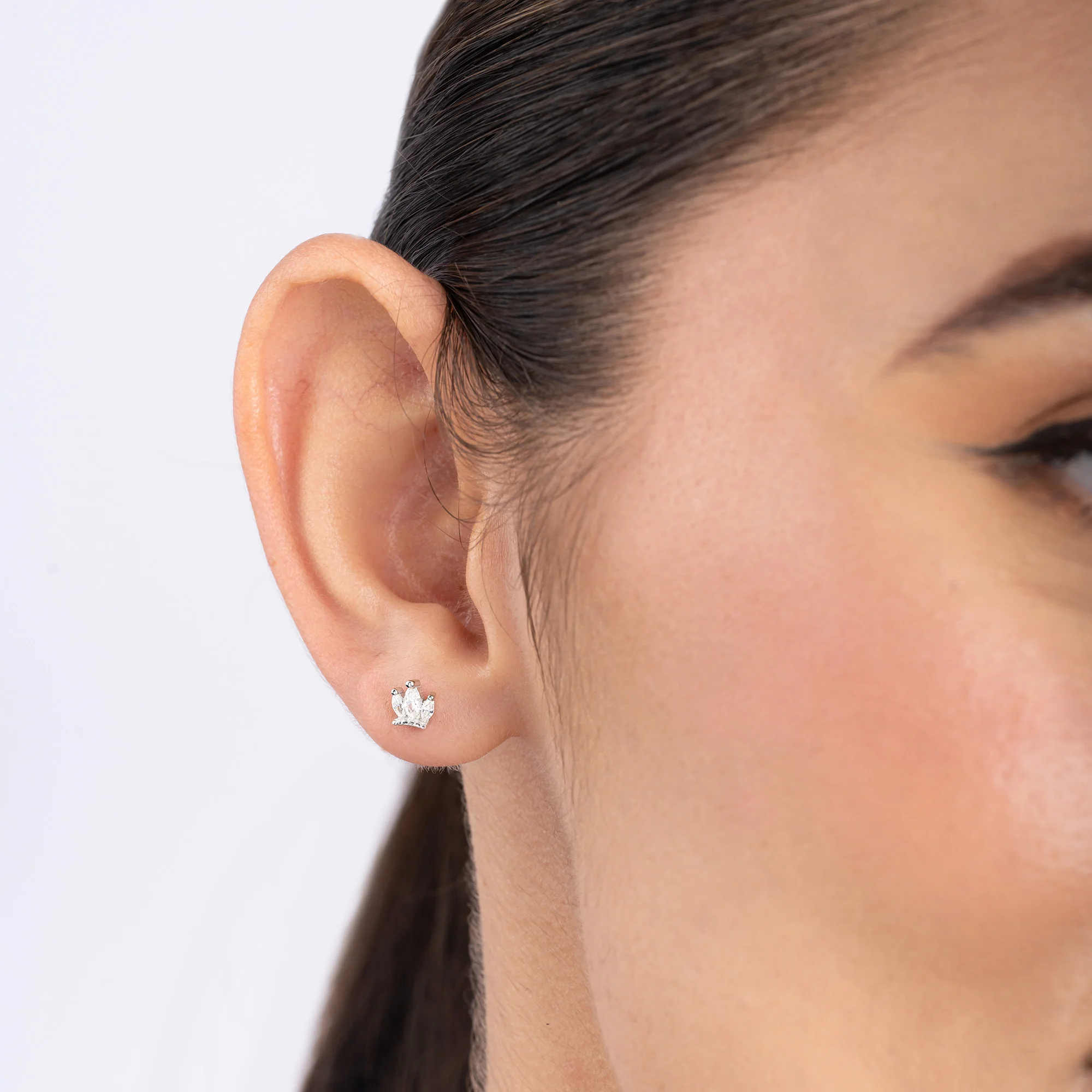 Triple Marquise Crown Stud Earrings - Image 12