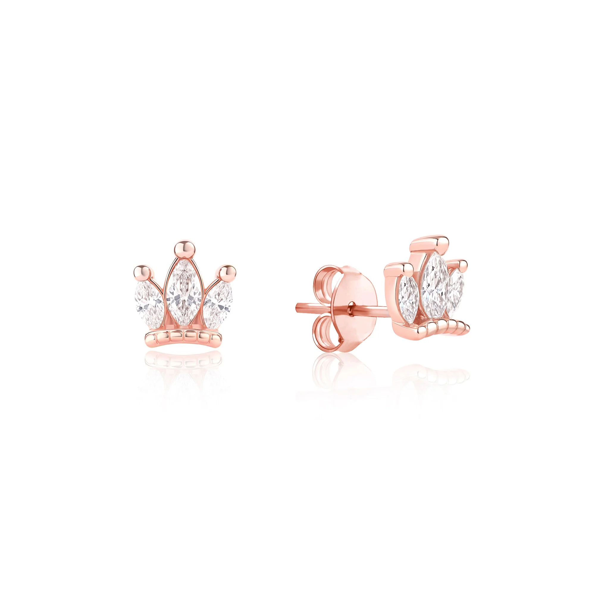 Triple Marquise Crown Stud Earrings - Image 2