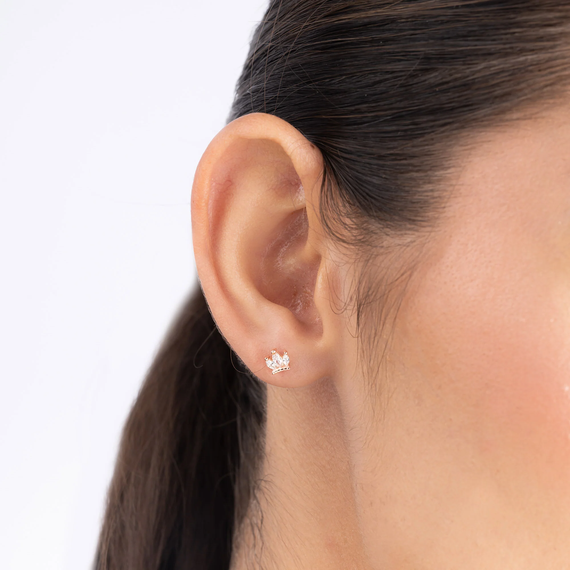 Triple Marquise Crown Stud Earrings - Image 3