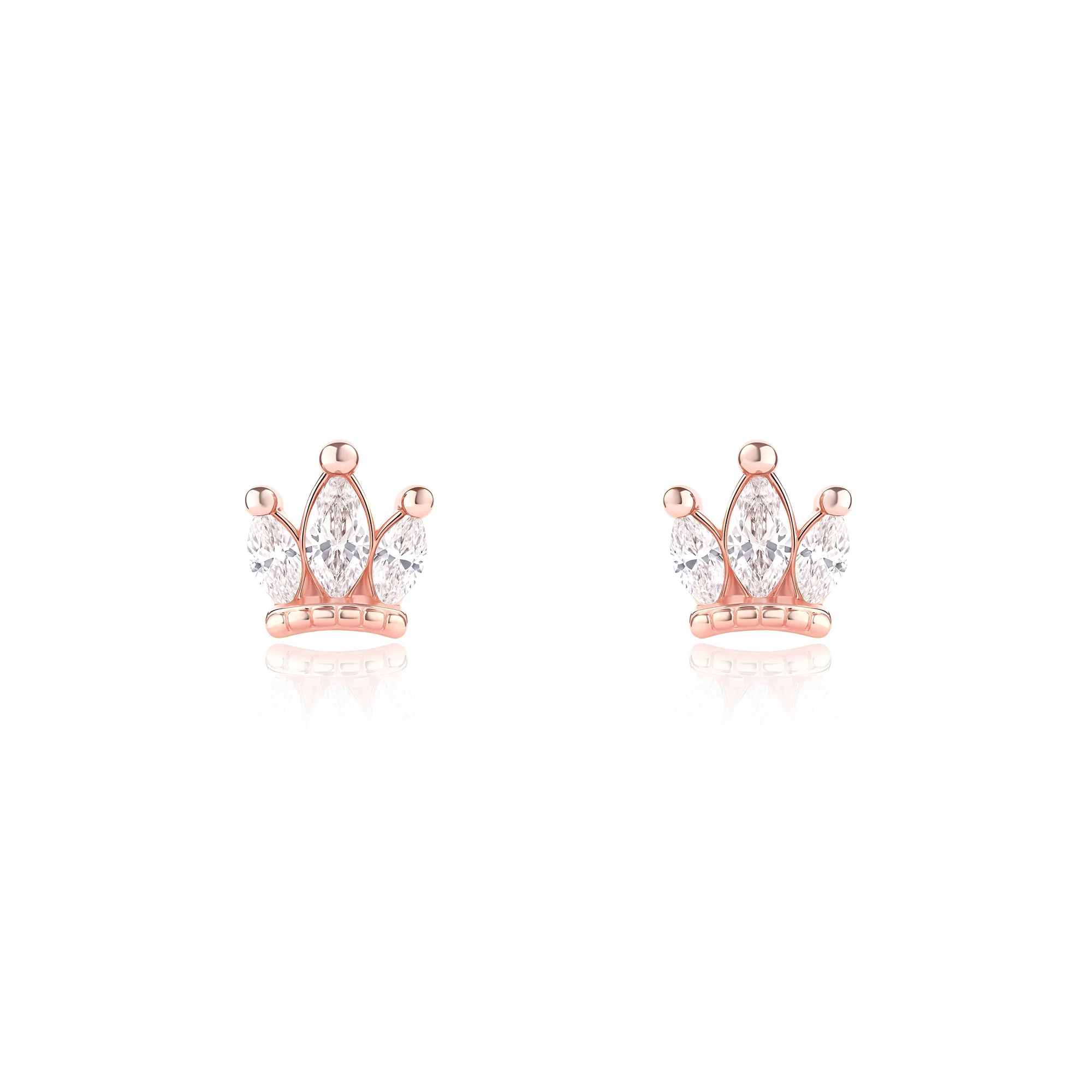 Triple Marquise Crown Stud Earrings - Image 4