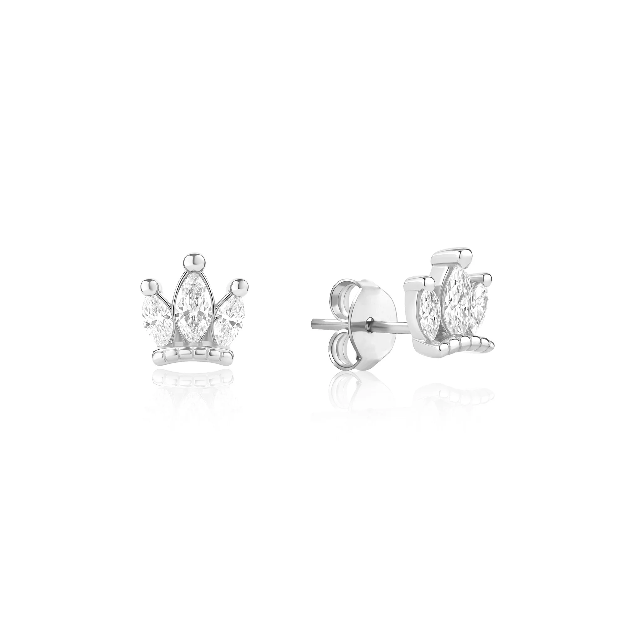 Triple Marquise Crown Stud Earrings - Image 8