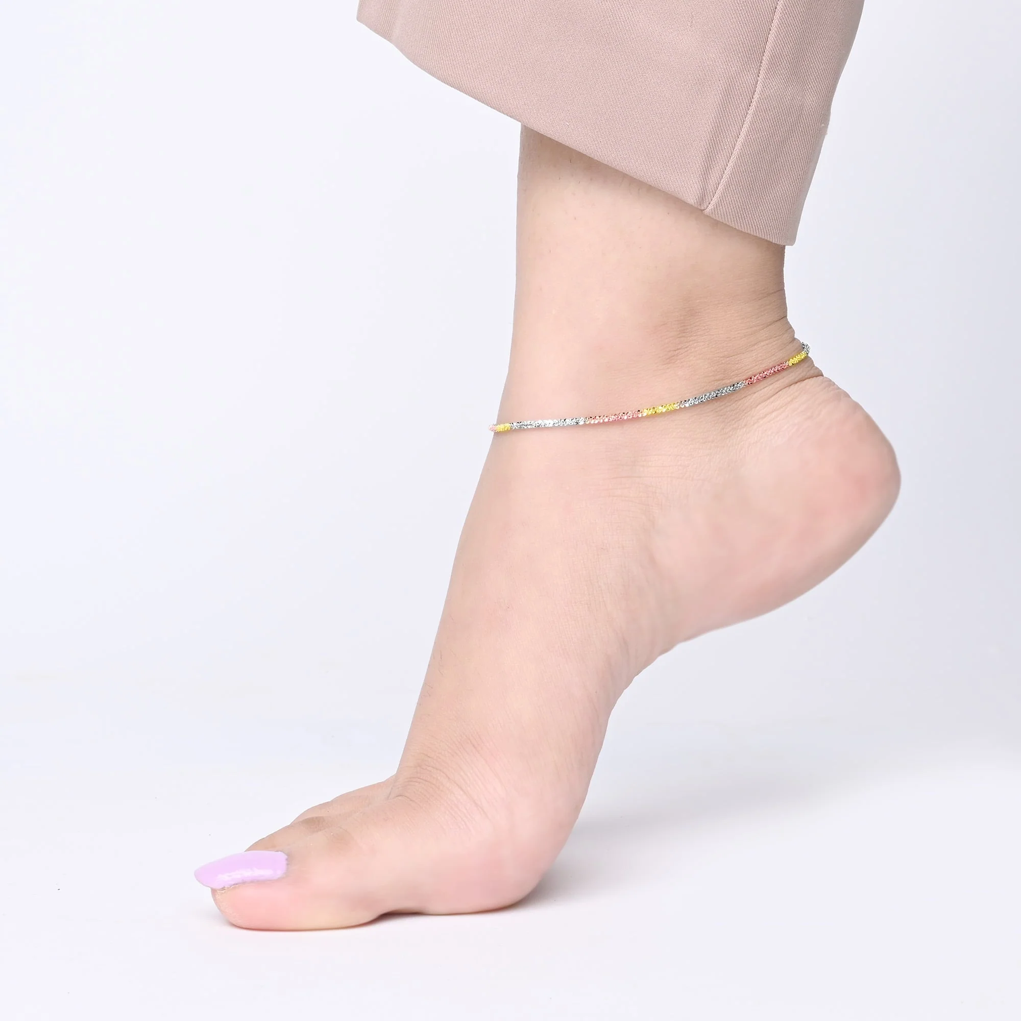 Triple Shade Fancy Silver Anklet - Image 4