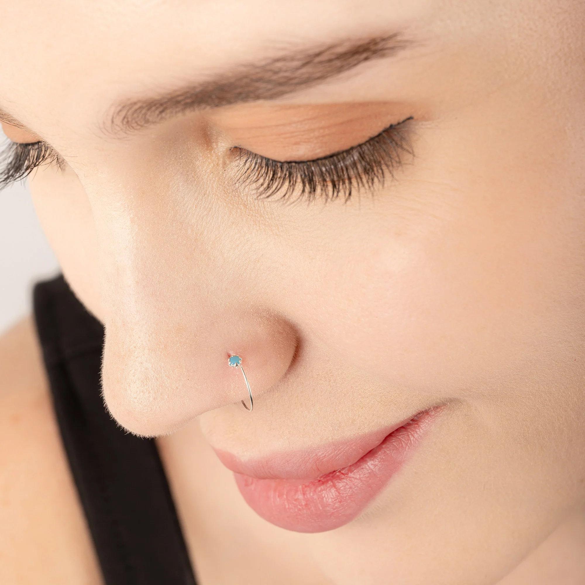 Turquoise Stone Nose Ring - Image 4