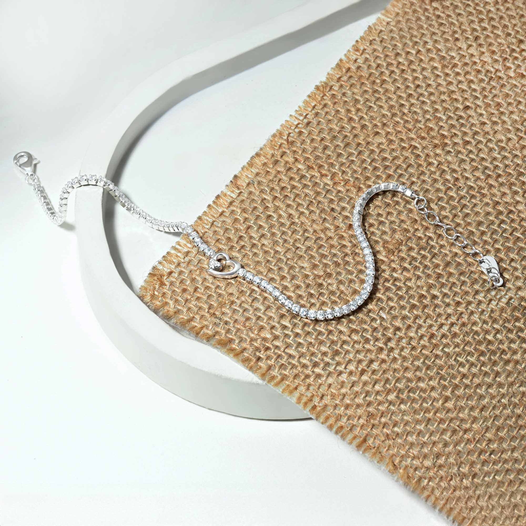 Twin Hearts Tennis Silver Bracelet - Image 14