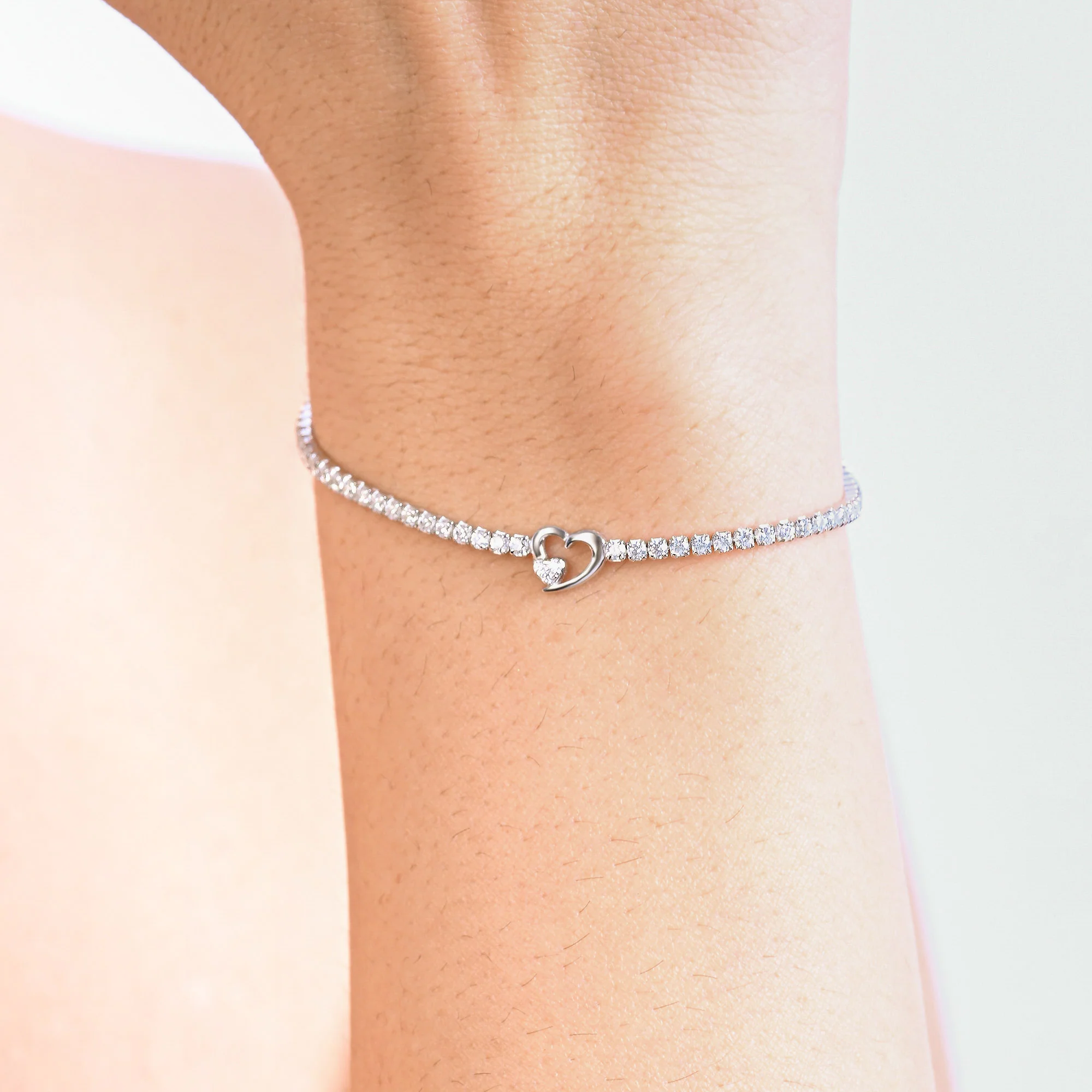 Twin Hearts Tennis Silver Bracelet - Image 16