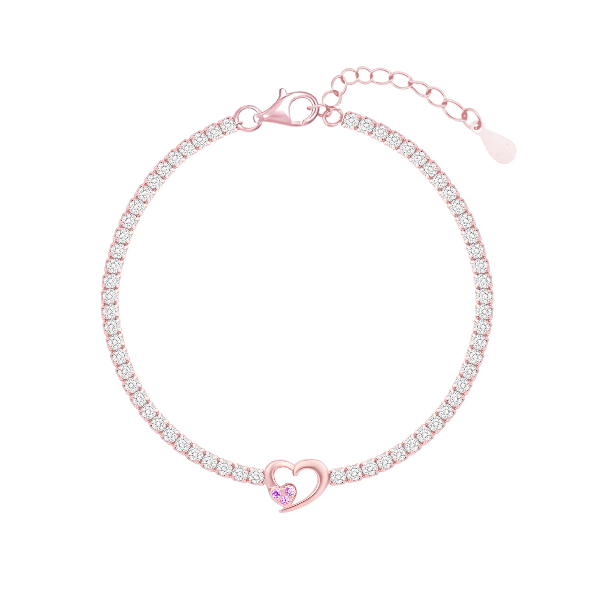 Twin Hearts Tennis Silver Bracelet - Image 20