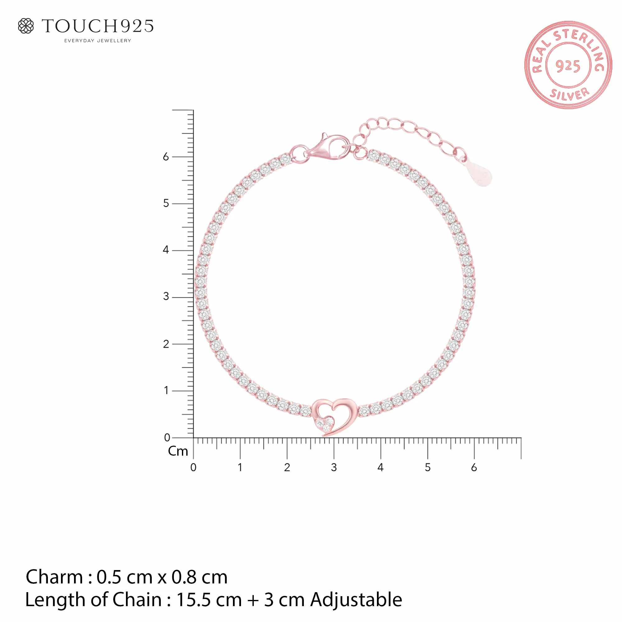 Twin Hearts Tennis Silver Bracelet - Image 28