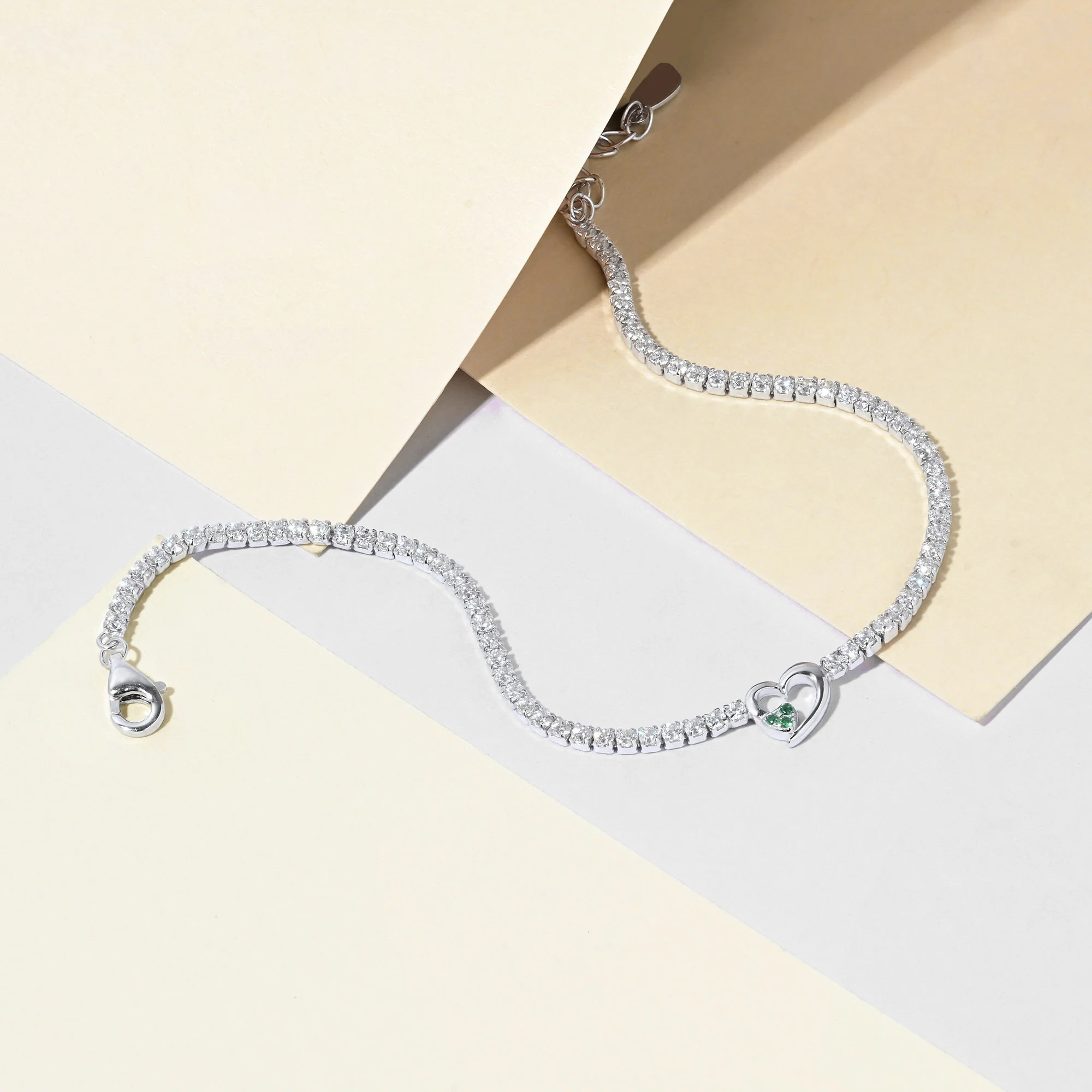 Twin Hearts Tennis Silver Bracelet - Image 4