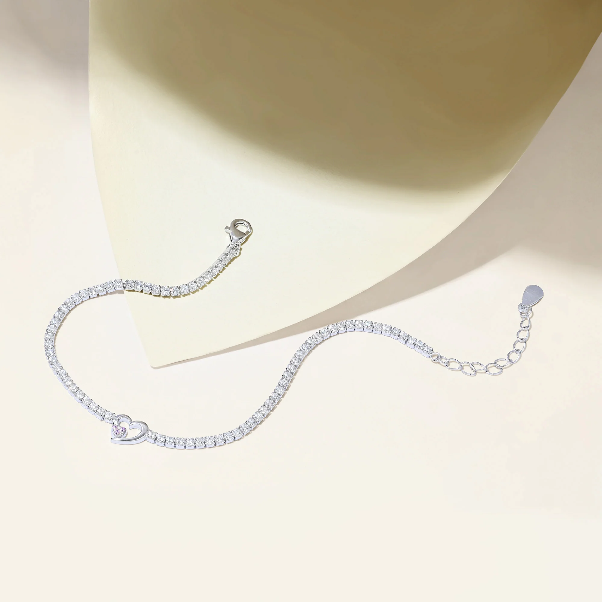 Twin Hearts Tennis Silver Bracelet - Image 7