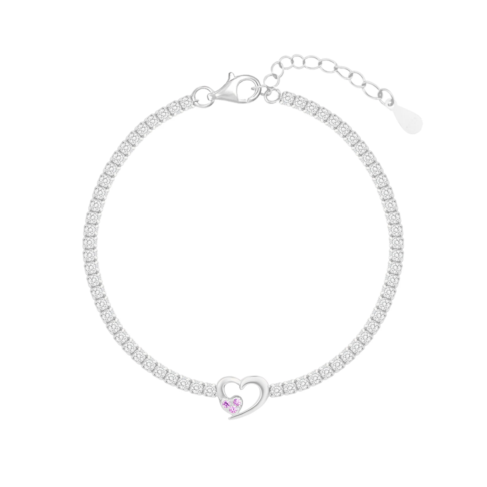 Twin Hearts Tennis Silver Bracelet - Image 8