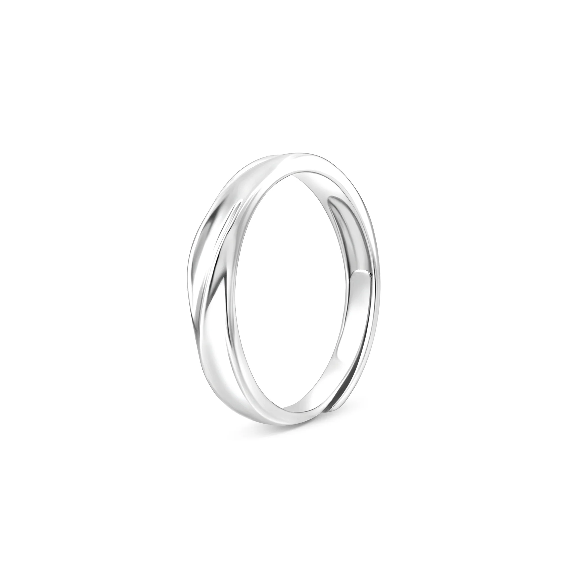 Twist Band Plain Silver Ring - Image 4