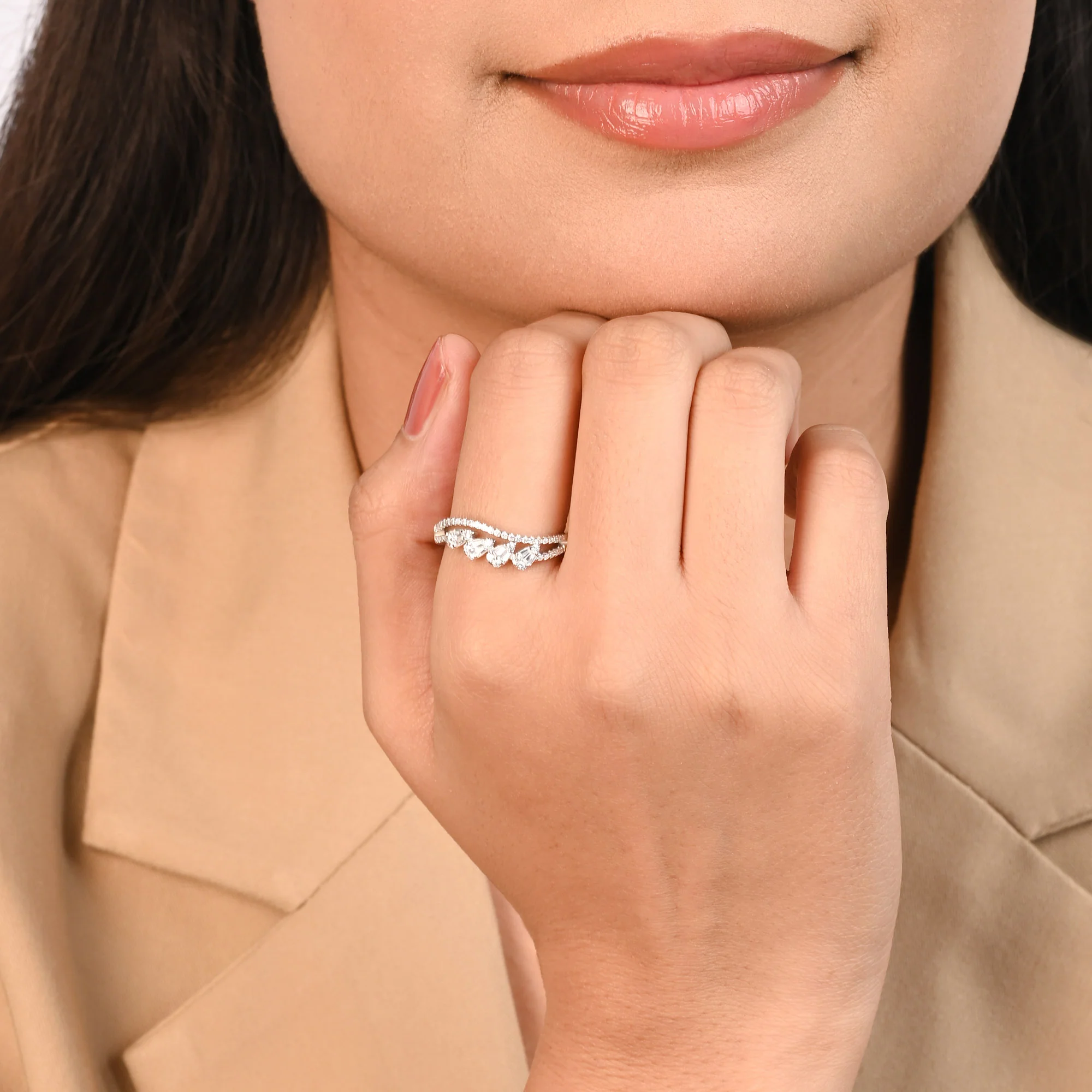 Wave Row Silver Ring - Image 5