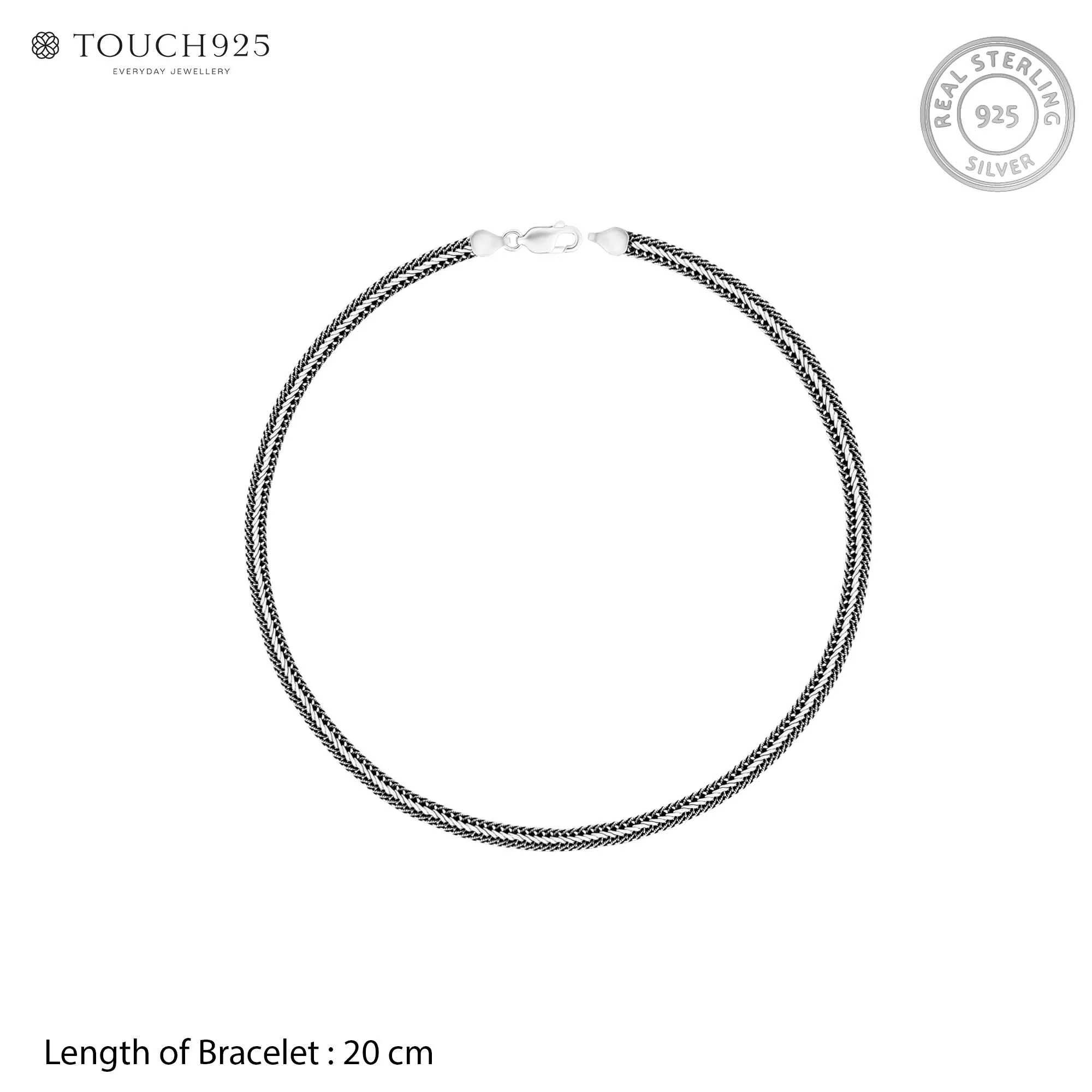 Woven Oxidised Silver Chain Bracelet - Image 4